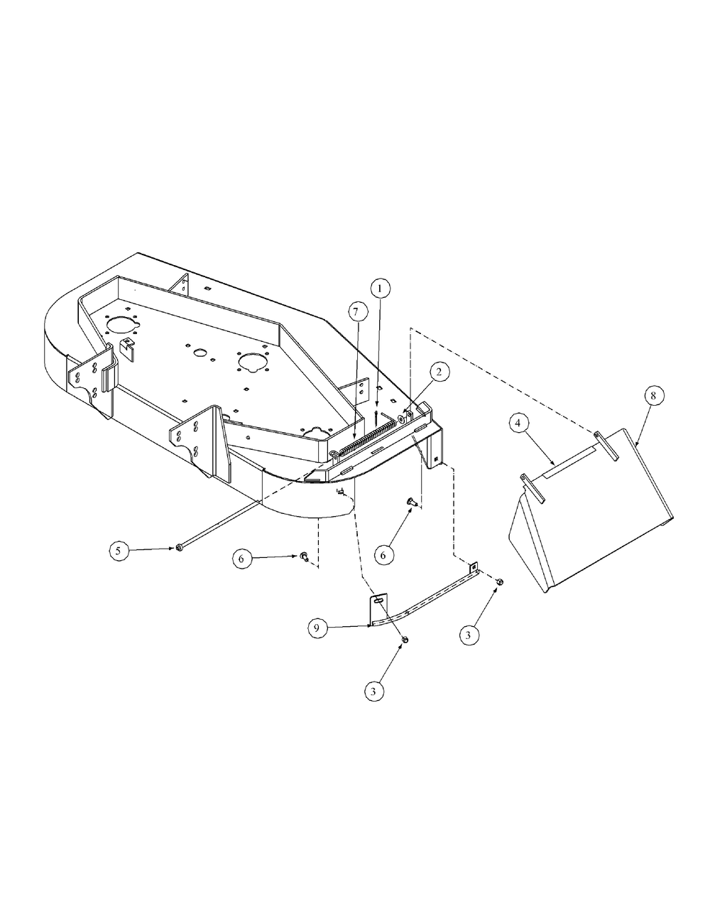 Chute Assembly Diagram and Parts List for G1548 55AE232S750-WAM Cub Cadet Lawn Mower